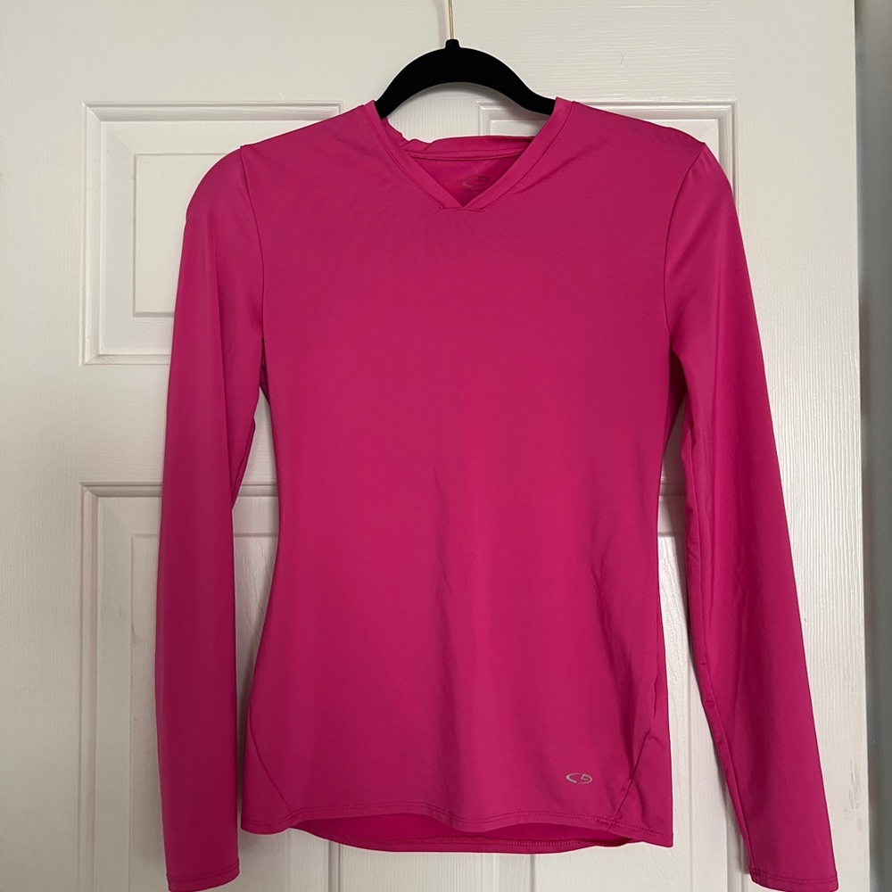 Pink Champion Long Sleeve V Neck shirt